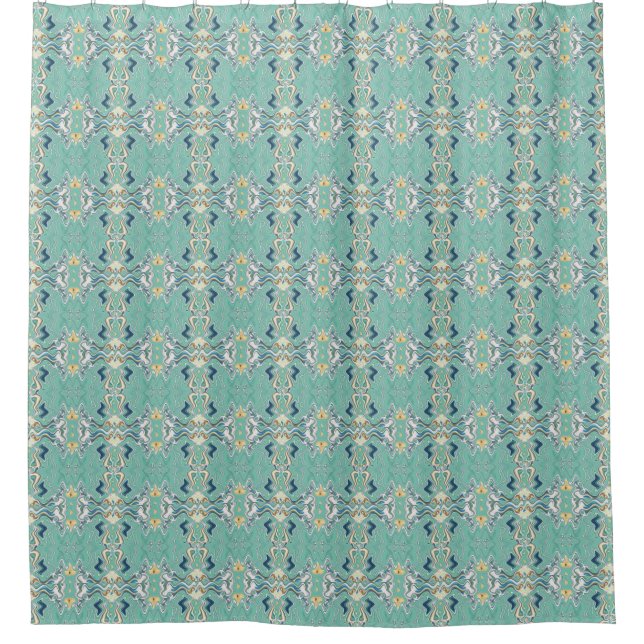 Rideaux De Douche Motif de fond d'écran unique Turquoise Chic (Devant)