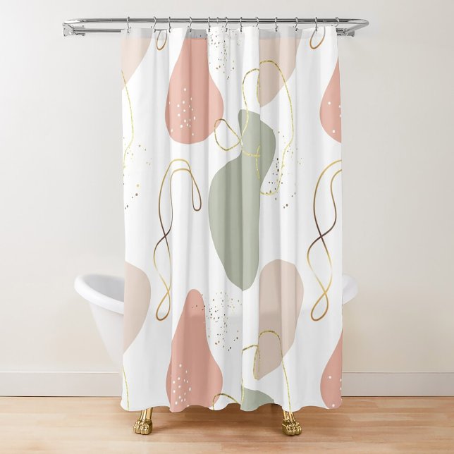Rideaux De Douche Motif de formes organiques géométriques Boho Abstr (Créateur téléchargé)