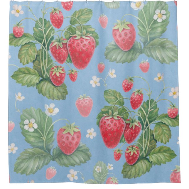 Rideaux De Douche Motif de fraise aquarelle (Devant)