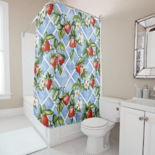 Rideaux De Douche Motif de fraise et feuille de charme - Vintage (2)