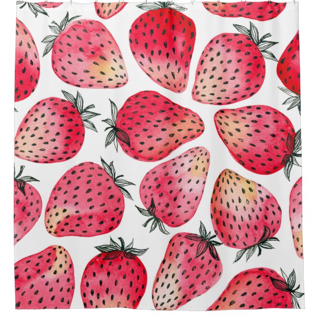 Rideaux De Douche Motif de fraises d'aquarelle. (Devant)