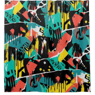 Rideaux De Douche Motif de graffiti urbain coloré (13)
