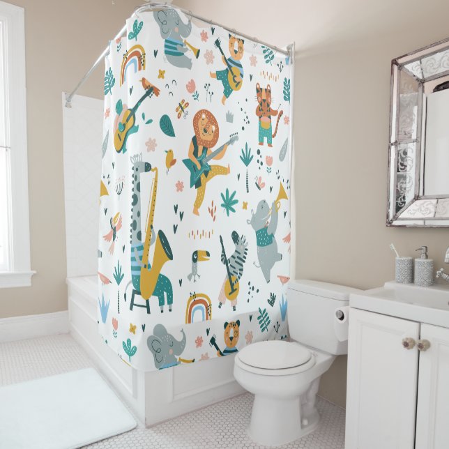 Rideaux De Douche Motif de groupe Animaux (En situation)