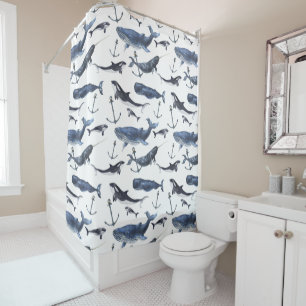 Rideaux De Douche Motif de la baleine et de la Ancre