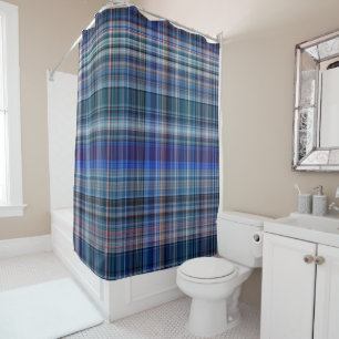 Rideaux De Douche Motif de la bande de plaid Blue Madras