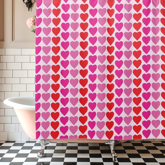 Rideaux De Douche Motif de la Saint-Valentin Cœurs Fuchsia Rose Roug (Créateur téléchargé)