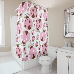 Rideaux De Douche Motif De Ladybugs, Mignons Ladybugs, Pink Ladybugs