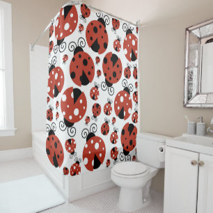 Rideaux De Douche Motif De Ladybugs, Mignons Ladybugs, Red Ladybugs
