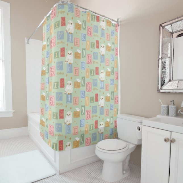 Rideaux De Douche Motif de lettre bloc Hedwig Post (En situation)