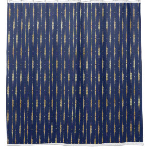 Rideaux De Douche Motif de ligne complexe Marine et Gold