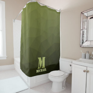 Rideaux De Douche Motif de maillage géométrique d'olive verte de l'a