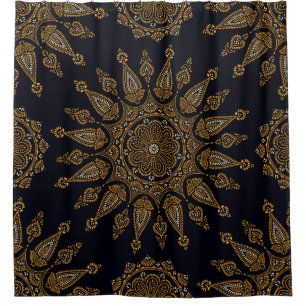 Rideaux De Douche Motif de mandala foncé : design artistique abstrai