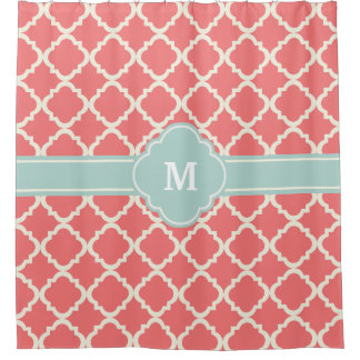 Rideaux De Douche Motif de menthe de corail de Quatrefoil de