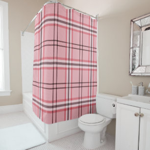 Rideaux De Douche Motif de mode à carreaux rose et gris chic