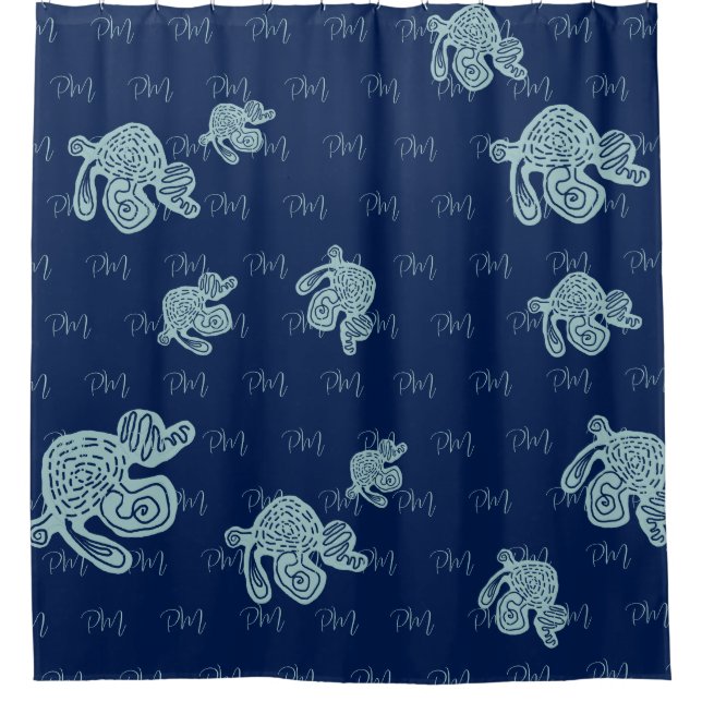 Rideaux De Douche Motif de monogramme abstrait (Devant)
