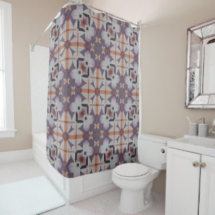 Rideaux De Douche Motif de mosaïque tribale autochtone orange violet