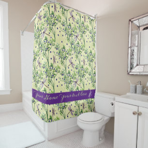 Rideaux De Douche Motif de myrtille avec libellules