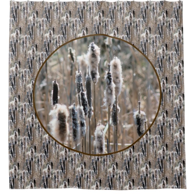 Rideaux De Douche Motif de nature de massettes duveteuses  (Devant)