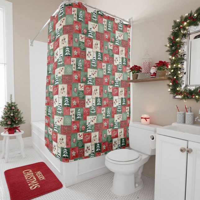 Rideaux De Douche Motif de Noël en patchwork de campagne (Créateur téléchargé)
