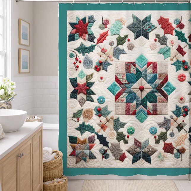 Rideaux De Douche Motif de Noël matelassé (Créateur téléchargé)