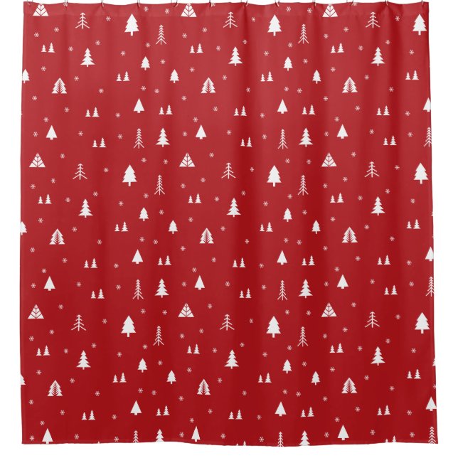 Rideaux De Douche Motif de Noël rouge uni personnalisé (Devant)