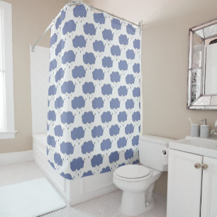 Rideaux De Douche Motif de nuages de pluie bleu amusant