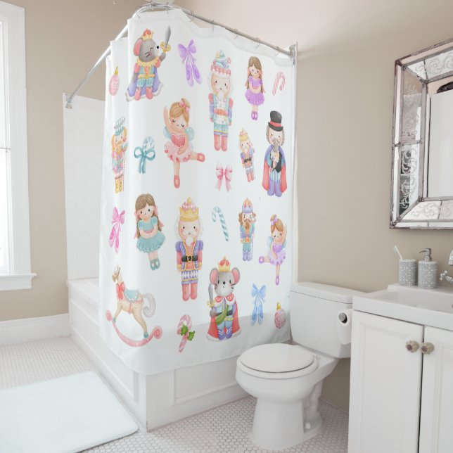 Rideaux De Douche Motif de Nutcracker Ballet Pastel (En situation)