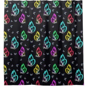 Rideaux De Douche Motif de papillon noir coloré