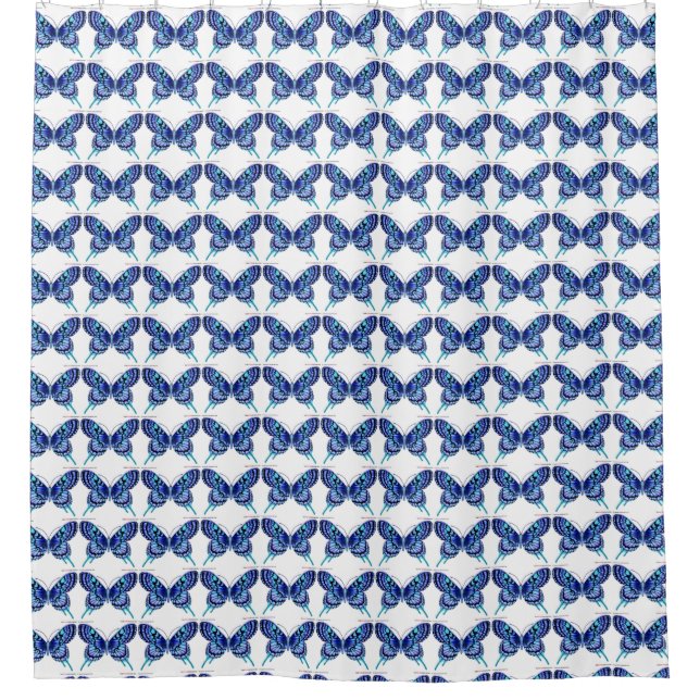 Rideaux De Douche motif de papillons bleus (Devant)