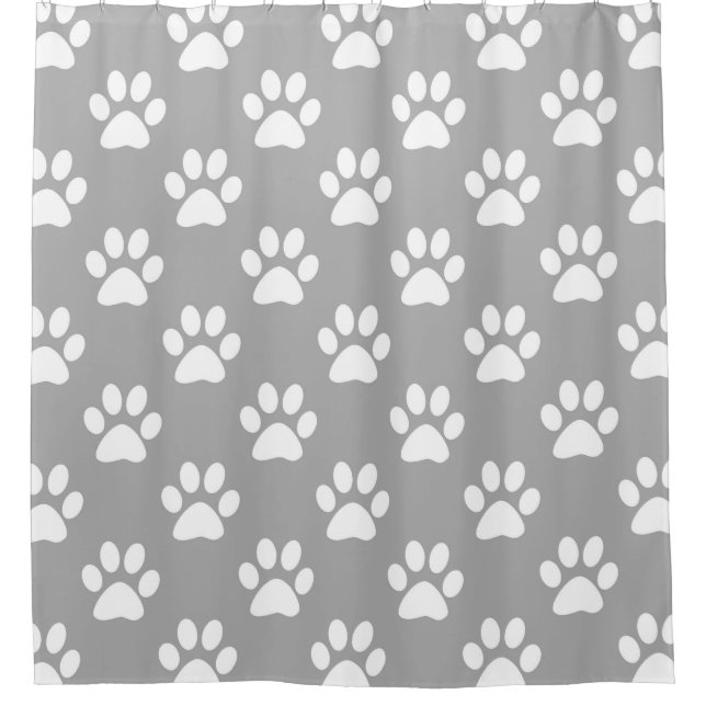 Rideaux De Douche Motif de pattes gris et blanc (Devant)