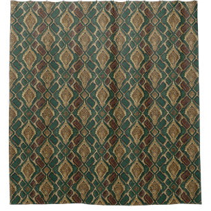Rideaux De Douche Motif de peau de serpent vert et or - Impression a