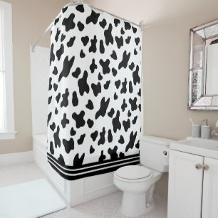 Rideaux De Douche Motif de peau de vache noir et blanc de campagne e