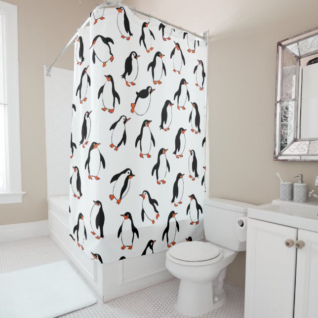 Rideaux De Douche Motif de pingouin (En situation)