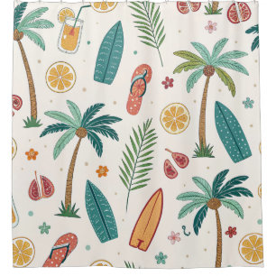Rideaux De Douche Motif de plage d'été tropical (1)