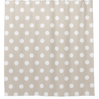 Rideaux De Douche Motif de point beige et blanc de polka