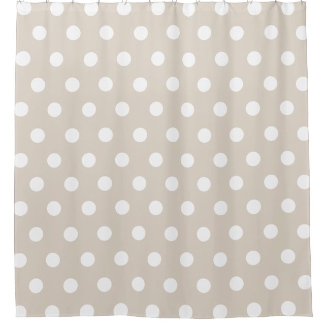 Rideaux De Douche Motif de point beige et blanc de polka (Devant)