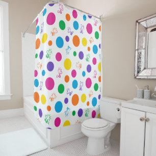 Rideaux De Douche Motif de point de polka arc-en-ciel Woodstock