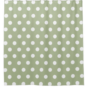 Rideaux De Douche Motif de point de polka de vert sauge et de blanc