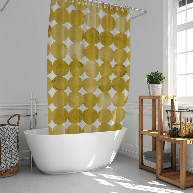 Rideaux De Douche Motif de points jaune aquarelle tendance (Créateur téléchargé)