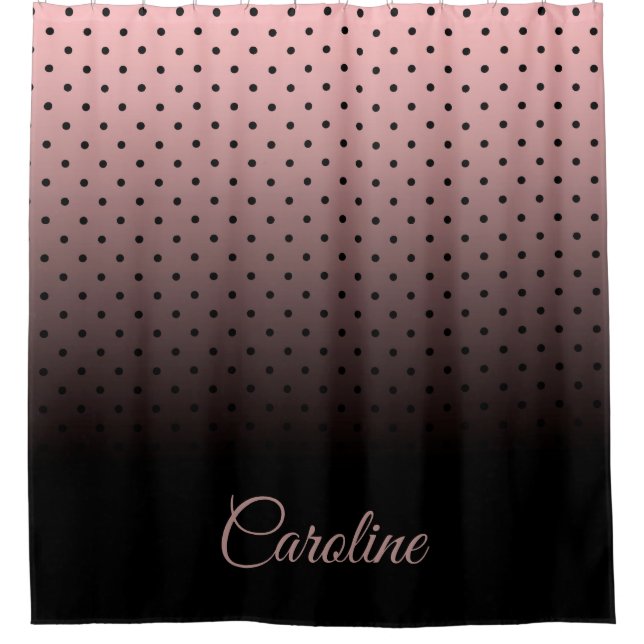 Rideaux De Douche Motif de points noirs et Roses (Devant)