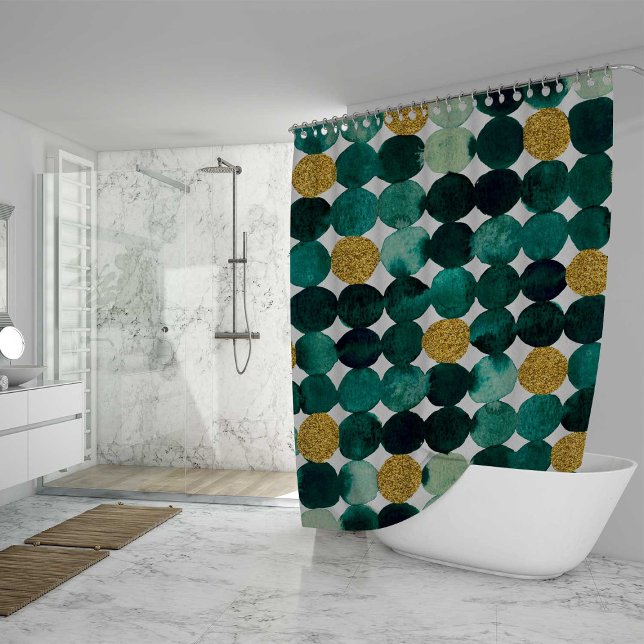 Rideaux De Douche Motif de points - parties scintillant émeraude et  (Créateur téléchargé)