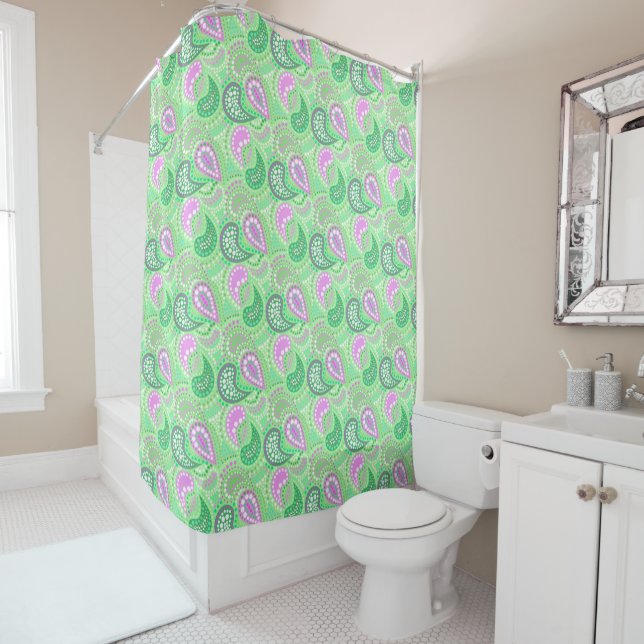 Rideaux De Douche Motif de pois abstrait de concombres turcs (En situation)