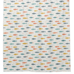 Rideaux De Douche Motif de poissons colorés classiques sur fond crèm