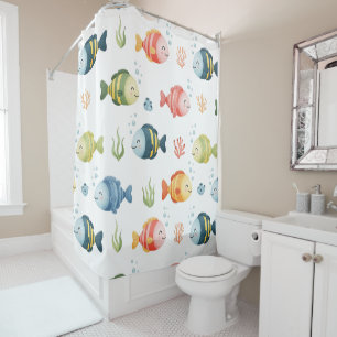 Rideaux De Douche Motif de poissons tropicaux colorés mignons
