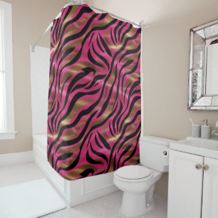 Rideaux De Douche Motif de Poster de animal Black Pink Gold Zebra