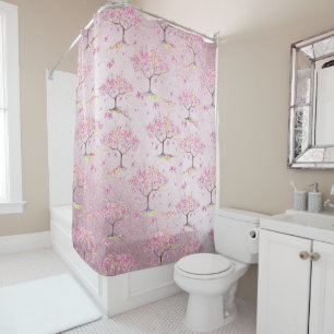 Rideaux De Douche Motif de printemps rose brillant cerisier