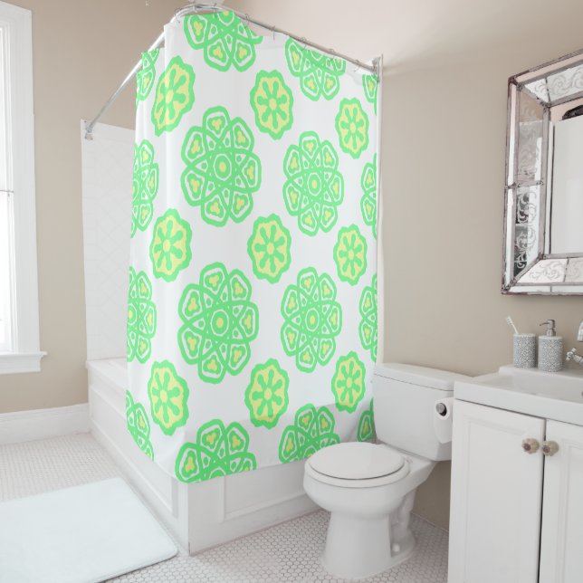 Rideaux De Douche Motif de printemps super vert (En situation)