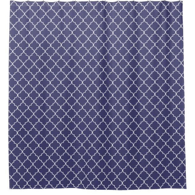 Rideaux De Douche Motif de Quatrefoil bleu Marocain (Devant)