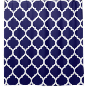Rideaux De Douche Motif de Quatrefoil Marocain Bleu Marine