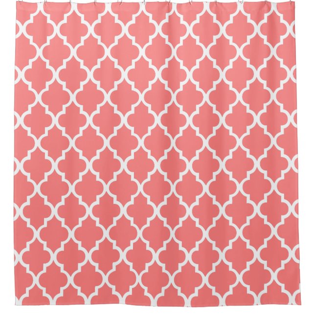 Rideaux De Douche Motif de Quatrefoil rose corail doux (Devant)